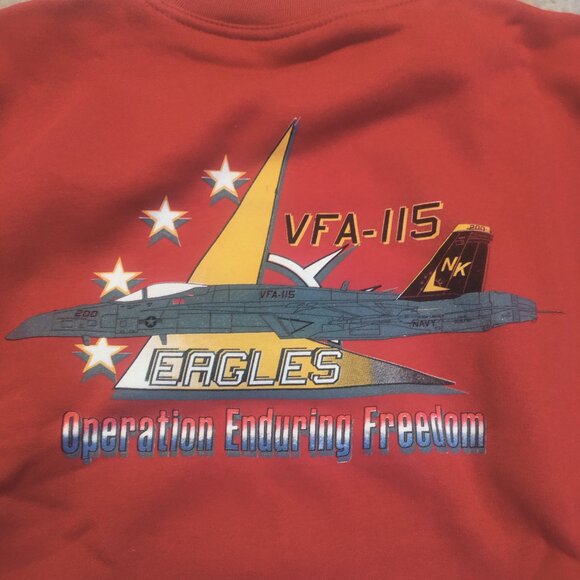 VFA-115 Eagles S Sweatshirt F/A-18E Super Hornet Red CVN 72 / CVW-14 NWOT - Picture 4 of 6